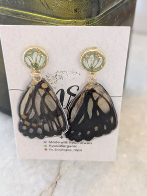 Butterfly Wing & Euphorbia Earrings