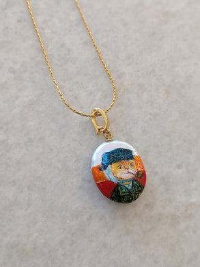 Hand-Painted Baroque Pearl Pendant Necklace