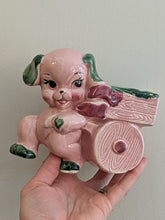 Vintage/Previously Adored Pink Dog Planter
