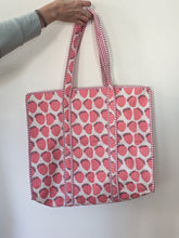 Quilted Strawberry Block Print Tote