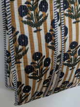 Mustard Stripe & Botanical Block Print Tote