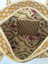 Mustard & Floral Tapestry Block Print Tote