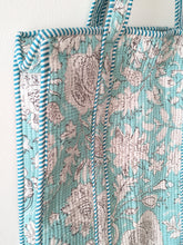 Seafoam Bloom Quilted Block Print Tote