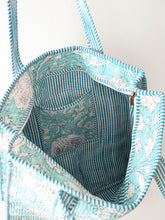 Seafoam Bloom Quilted Block Print Tote