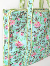 Peony Path Quilted Block Print Tote
