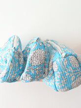 Azure Bloom Quilted Cosmetic Bag (3 Sizes, Sold Individually)