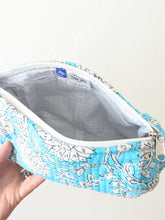 Azure Bloom Quilted Cosmetic Bag (3 Sizes, Sold Individually)