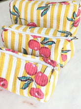 Golden Cherry Quilted Cosmetic Bag (3 Sizes, Sold Individually)