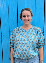 The Turquoise Leaf & Stripe Reversible Bubble Top