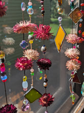 Handmade Strained Glass & Dried Flower Window Hangers/Suncatchers