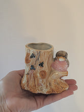 Tree Stump Planter With Perched Bird