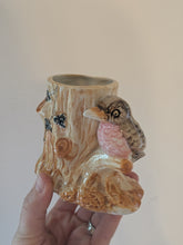 Tree Stump Planter With Perched Bird