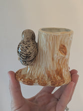 Tree Stump Planter With Perched Bird
