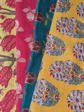 Sunshine & Crimson Cloth Napkin Set- Handcrafted 100% Cotton Block Print  – Set of 4