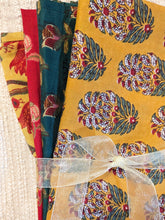 Sunshine & Crimson Cloth Napkin Set- Handcrafted 100% Cotton Block Print  – Set of 4