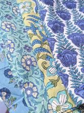 Citron & Cobalt Cloth Napkin Set- Handcrafted 100% Cotton Block Print  – Set of 4