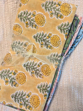 Sweet Pea & Sage Cloth Napkin Set - Handcrafted 100% Cotton Block Print  – Set of 4 Napkins