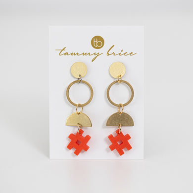 Red Hashtag Earrings by Local Maker Tammy Brice