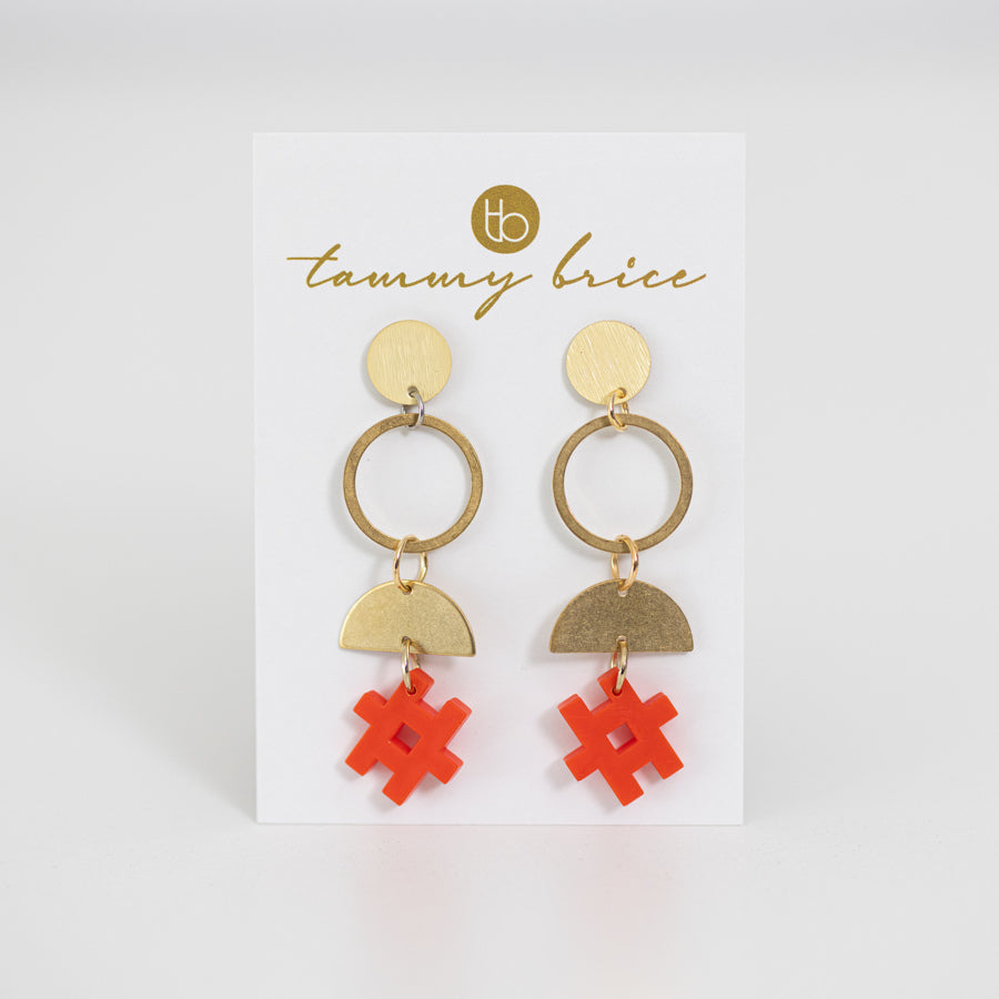 Red Hashtag Earrings by Local Maker Tammy Brice