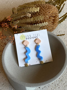 Squiggle Earrings- Blue