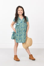 Teal Rose Wrap Dress – Kids Block Printed Wrap Dress