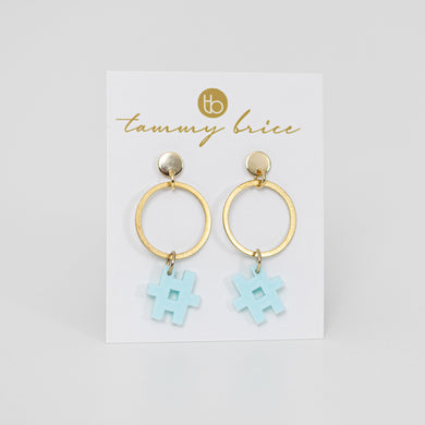 Teal Hashtag Earrings by Local Maker Tammy Brice