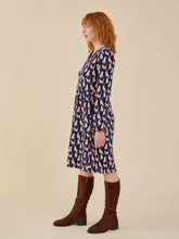 Greta Long Sleeve Dress in Lounge Cats Navy