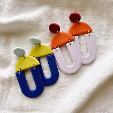 Billie | Blocky Geometric Polymer Clay Earrings (Multiple Colors)