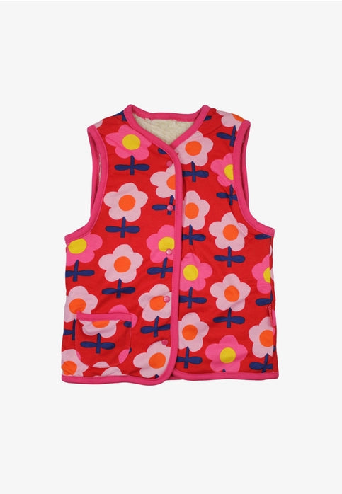 Organic Pink Flower Print Reversible Gilet/Vest