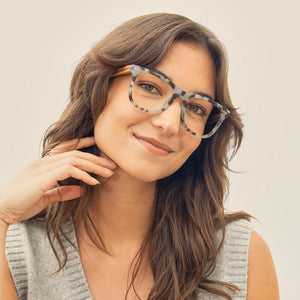 Alden - Slate Blue Tort / Zebra Wood /Blue Light Readers (1.25)