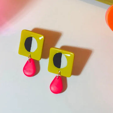 Citrus Green Eye Earrings