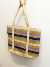 Handwoven Striped Raffia Tote