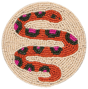 Hand-Beaded Snakes Coasters (Set of 4)