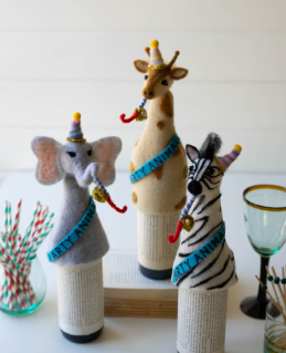 Felt Party Animal Bottle Toppers