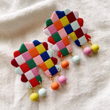 Georgie | Funky Checkerboard Statement Studs