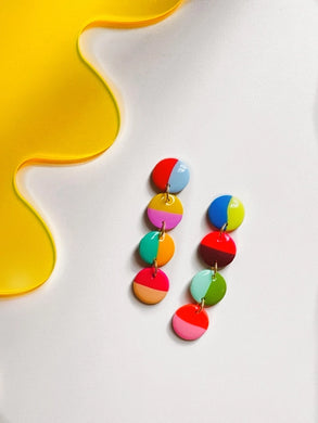 Small Circle Color Block Earrings