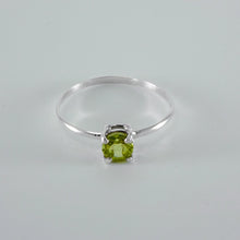 Peridot Solitaire Four Prong Sterling Silver Ring