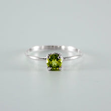 Peridot Solitaire Four Prong Sterling Silver Ring