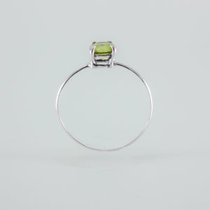 Peridot Solitaire Four Prong Sterling Silver Ring