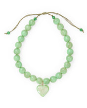 Emery Large Round Resin Bead With Heart Adjustable Necklace -  Mint