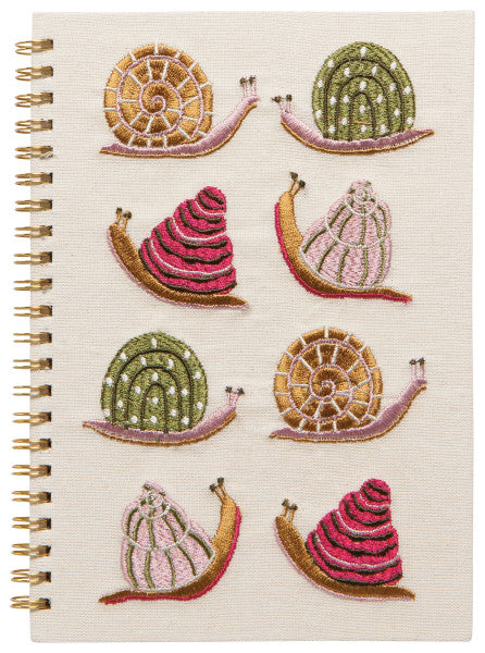 Gardenland Snails Embroidered Cotton/Linen Cover Notebook