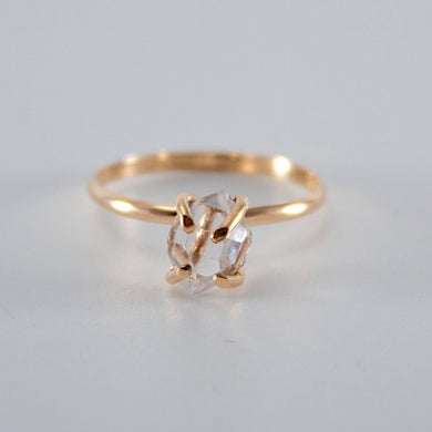 Raw Herkimer Diamond 14k Gold Filled Prong Ring