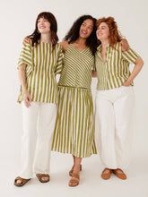 Fair Trade Benji Button Down Shirt in Green Stripe