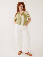 Fair Trade Benji Button Down Shirt in Green Stripe