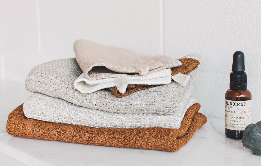 Linen Body Massage Bath Mitts (Set of 3)