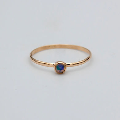 Dainty Ethiopian Opal Bezel 14k Gold Filled Ring