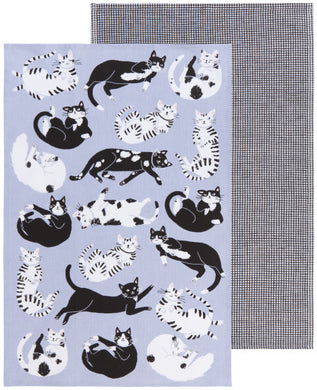 Meow & Forever Set of 2 Cat Dishtowels/Tea Towels