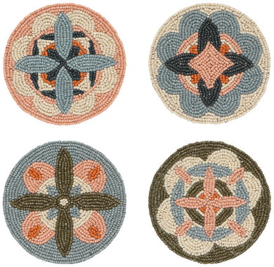 Hand-Beaded Formation Disco Coasters (Set of 4)