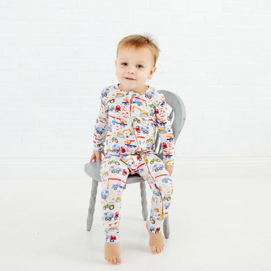 Diggin' Bedtime Construction Trucks Convertible Footie