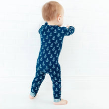 Hooked On You Nautical Bamboo Baby Convertible Footie Pjs